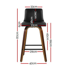 Load image into Gallery viewer, Grant Leather Counter Stool Wooden Swivel (Set of 2) Black 66cm