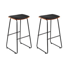 Load image into Gallery viewer, Porter Industrial Bar Stool Leather Backless (Set of 2) Black 76cm