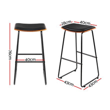 Load image into Gallery viewer, Porter Industrial Bar Stool Leather Backless (Set of 2) Black 76cm