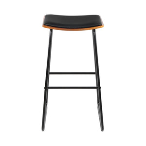 Porter Industrial Bar Stool Leather Backless (Set of 2) Black 76cm