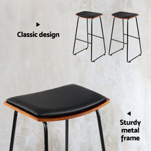 Load image into Gallery viewer, Porter Industrial Bar Stool Leather Backless (Set of 2) Black 76cm