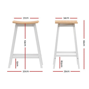 Archie Wooden Counter Stool Backless (Set of 2) White 64cm