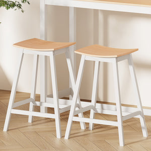 Archie Wooden Counter Stool Backless (Set of 2) White 64cm