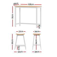 Load image into Gallery viewer, Archie Wooden Bar Table Set White