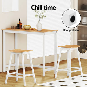 Archie Wooden Bar Table Set White