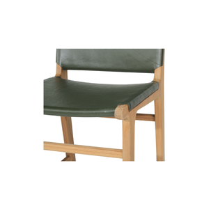 Bar Stools - Karina Leather Counter Stool (Flat) Olive 65cm