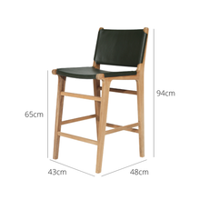 Load image into Gallery viewer, Bar Stools - Karina Leather Counter Stool (Flat) Olive 65cm