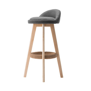 Bar Stools - Darla Fabric Bar Stool Wooden (Set Of 2) Grey 69cm