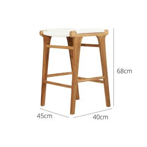 Bar Stools - Kai Wooden Bar Stool Backless White (Close Weave) 65cm