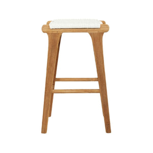 Bar Stools - Kai Wooden Bar Stool Backless White (Close Weave) 65cm