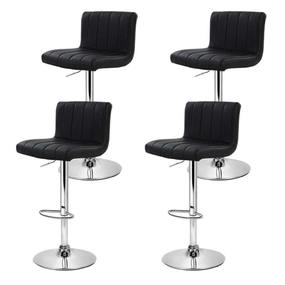 Bar Stools - Lana Set Of 4 Leather Gas Lift Swivel Kitchen Bar Stool Black