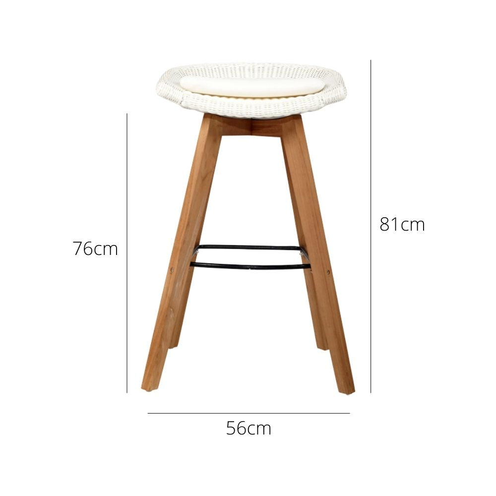 Buy Mahlia Outdoor Bar Stool Backless White 76cm | Bar Stool Home