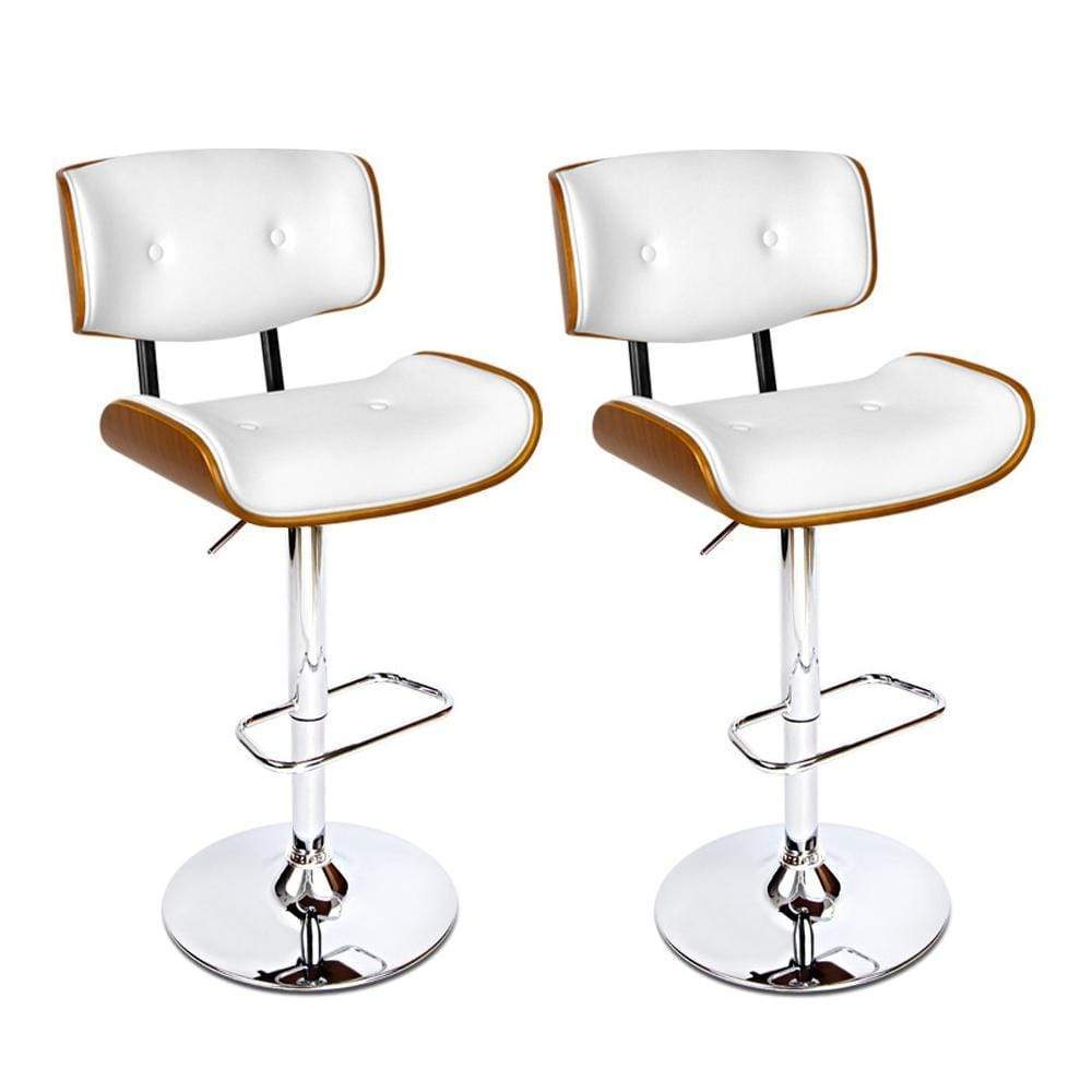 Bar Stools - Morgan Set Of 2 Wooden Gas Lift Kitchen Bar Stool White