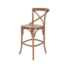 Load image into Gallery viewer, Bar Stools - Provincial Cross Back Counter Stool Natural Oak Timber Seat 65cm