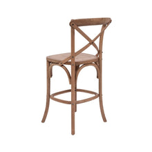 Load image into Gallery viewer, Bar Stools - Provincial Cross Back Counter Stool Natural Oak Timber Seat 65cm