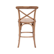 Load image into Gallery viewer, Bar Stools - Provincial Cross Back Counter Stool Natural Oak Timber Seat 65cm