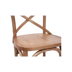 Bar Stools - Provincial Cross Back Counter Stool Natural Oak Timber Seat 65cm