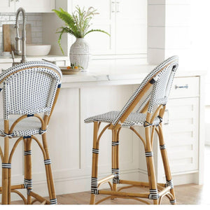 Bar Stools - Sorrento Rattan Bar Stool Navy 67cm